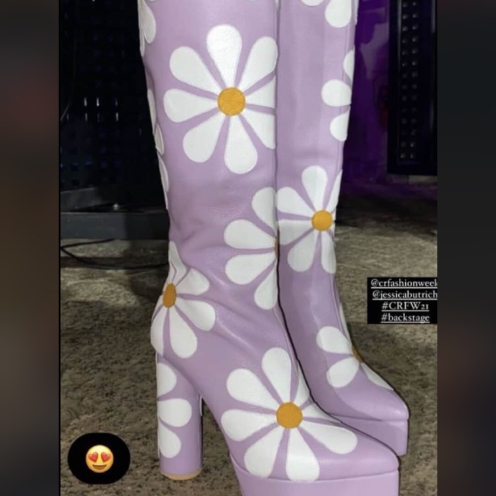 IN SEARCH OF Purple and White Floral High Heel Boots -- DO NOT BUY